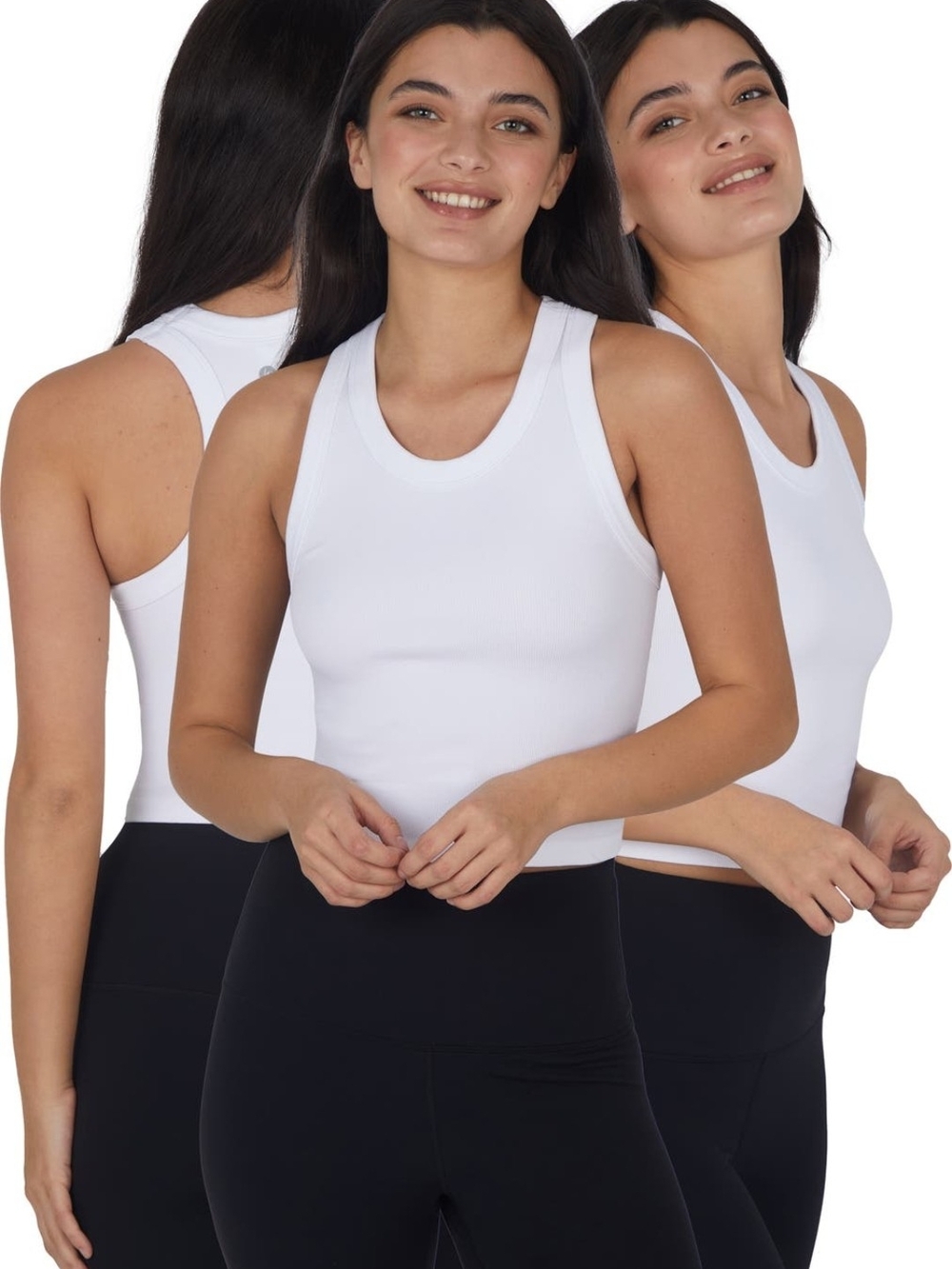 90 Degree By Reflex White Ribbed Cropped Tank